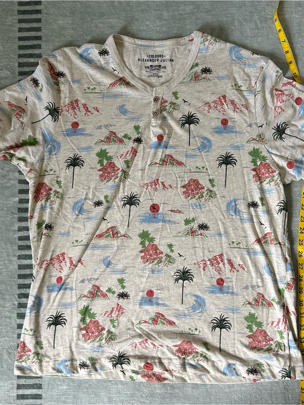 Alexander Julian Men's XXL T-Shirt Tropical Graphic Print Short Sleeve Beach